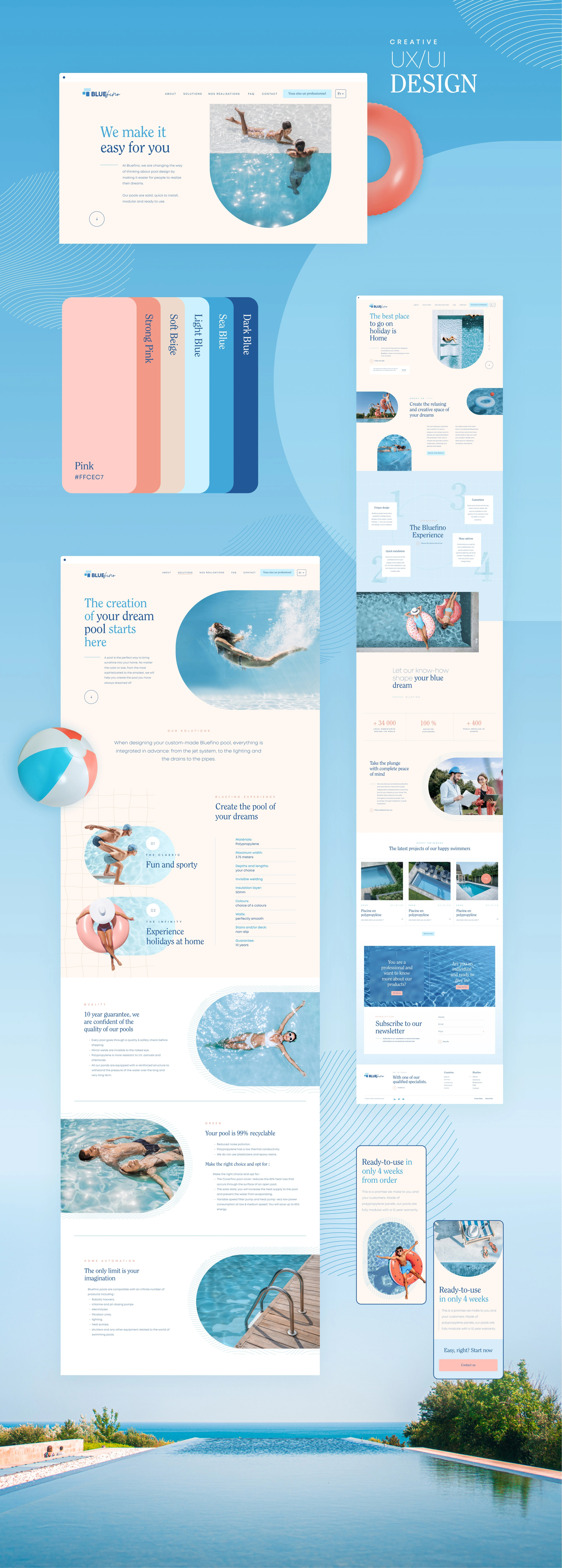 Detail of the digital graphic charter for the Bluefino website by Atelier Design