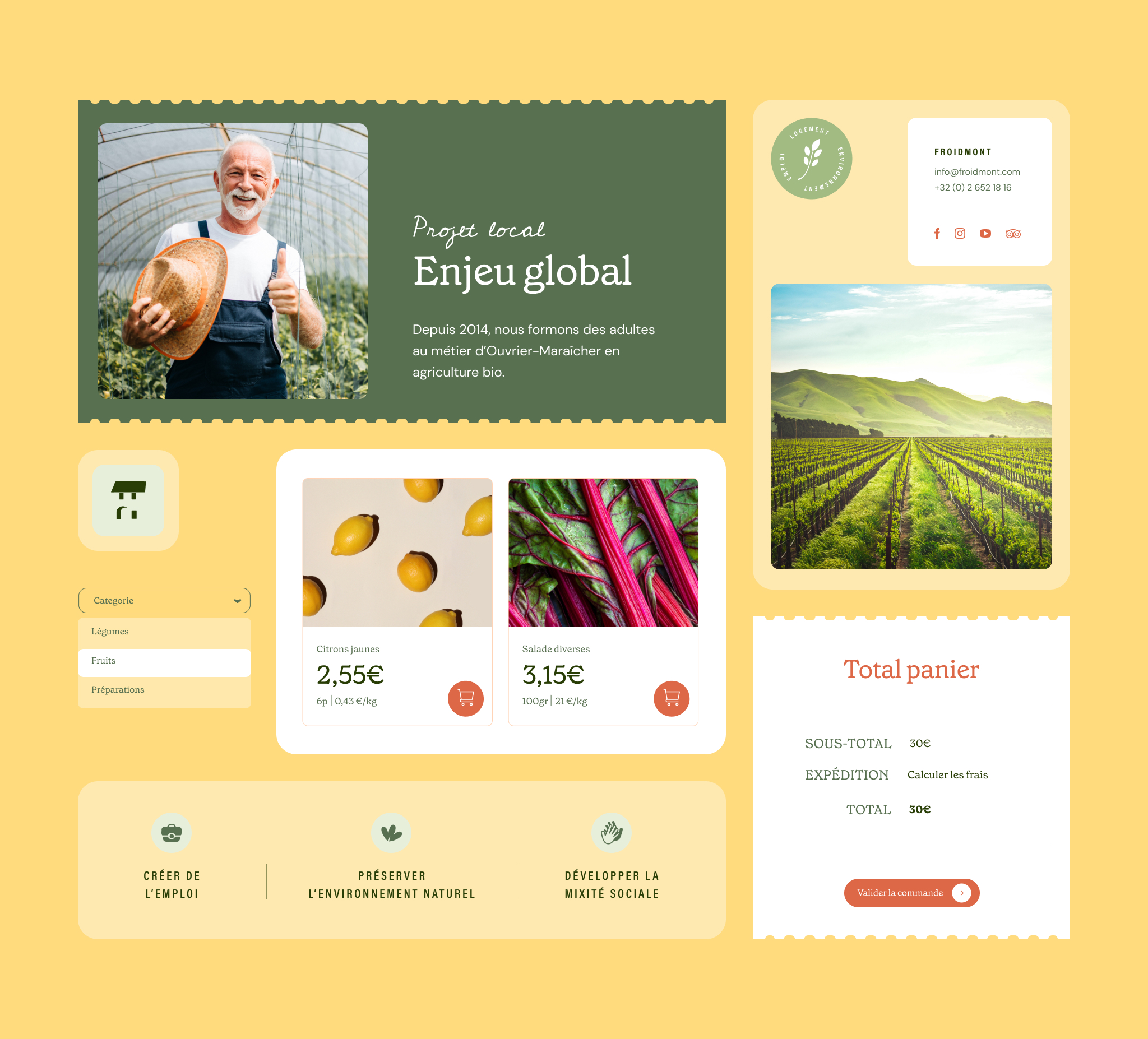 Details of Froidmont Farm's digital visual identity designed by our communications agency.